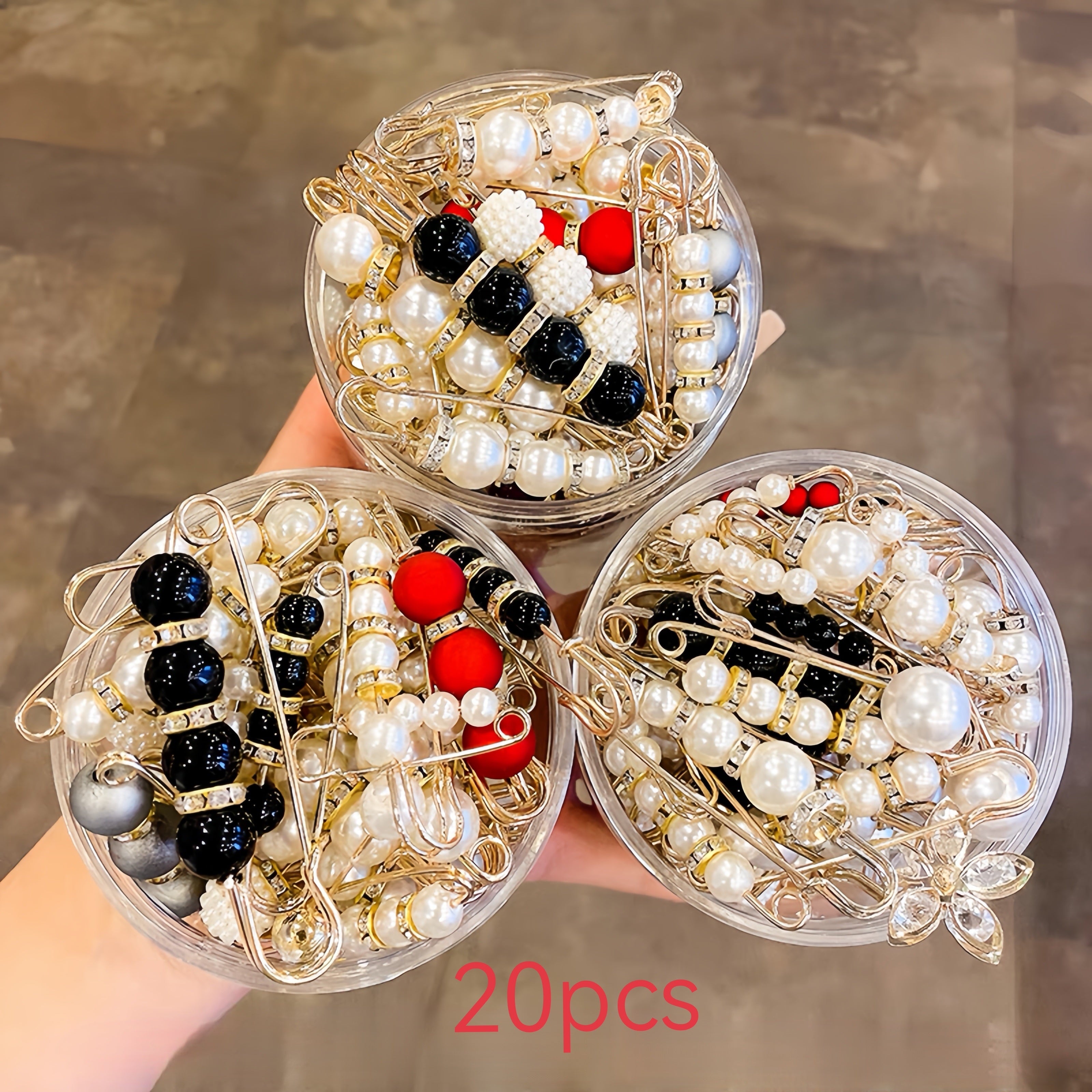 Moslashuvchan faux marjon belbogʻi skrt kliplar, yoritilishga qarshi tokchalar, kiyimlar uchun broshlar, 10 yoki 20 ta to'plam