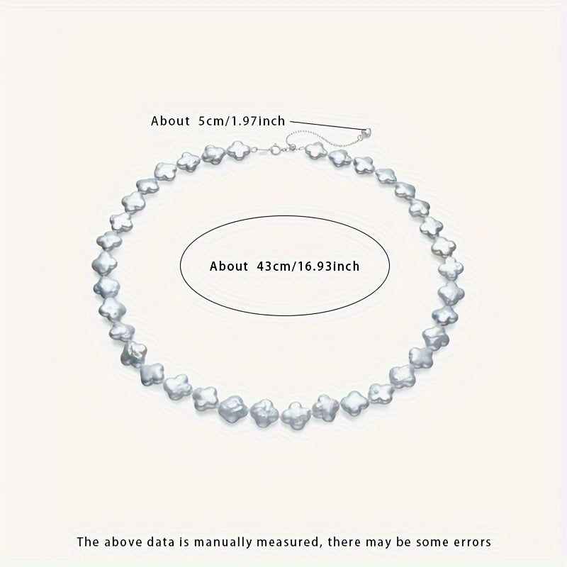 Women's Silver Necklace with Natural Freshwater Baroque Pearls 43cm Jewelry