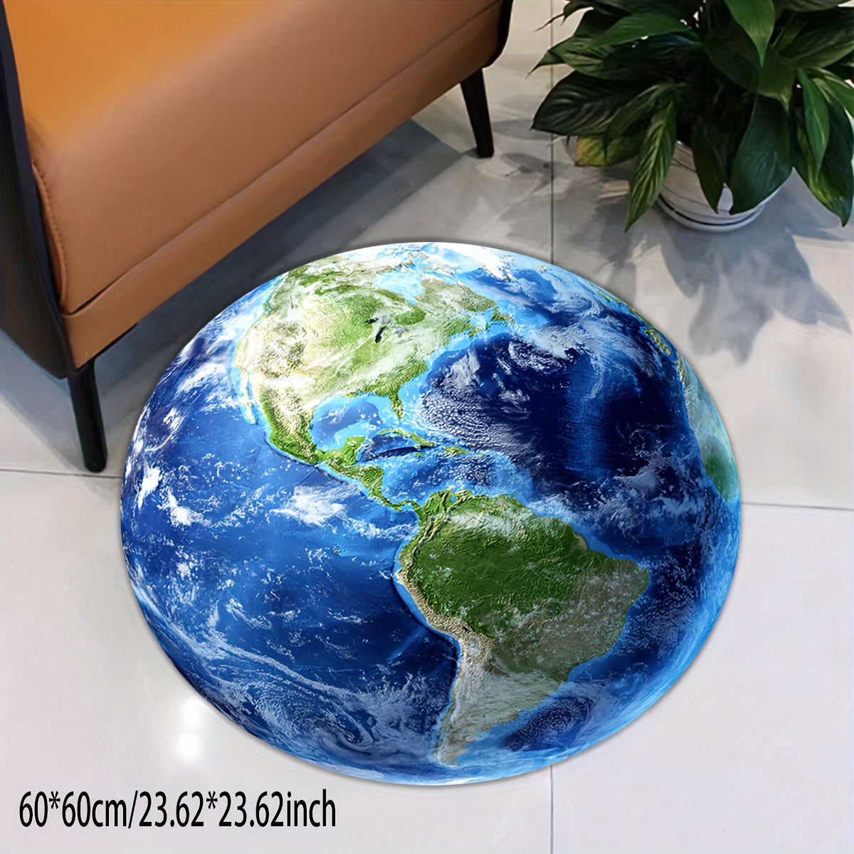 Alfombra de tierra redonda con diseño creativo, viscosa duradera, pelo bajo, lavable a máquina, 59.99cm o 89.99cm