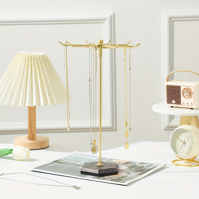 Metal Jewelry Display Rack with Rotating Stand for Necklaces Earrings Bracelets
