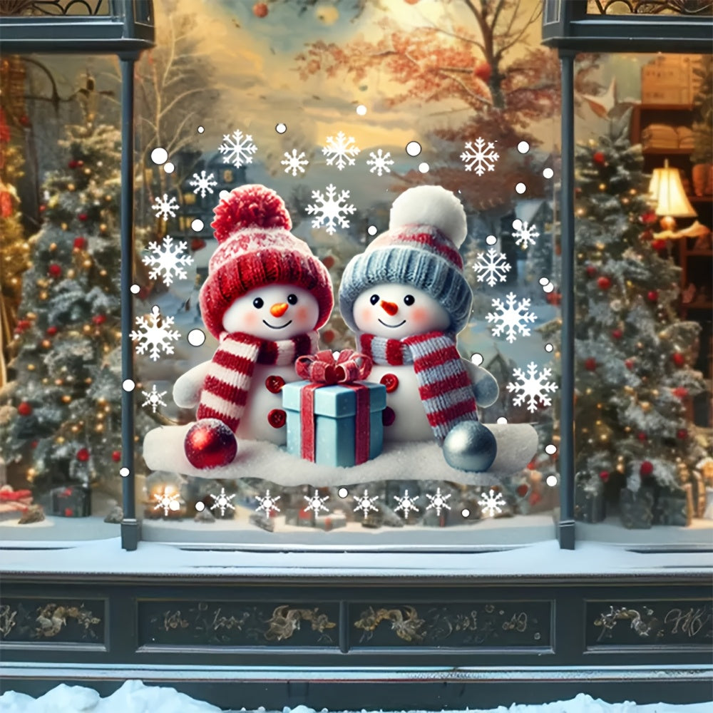 Christmas Snowman Window Sticker Double-Sided PVC Holiday Decor