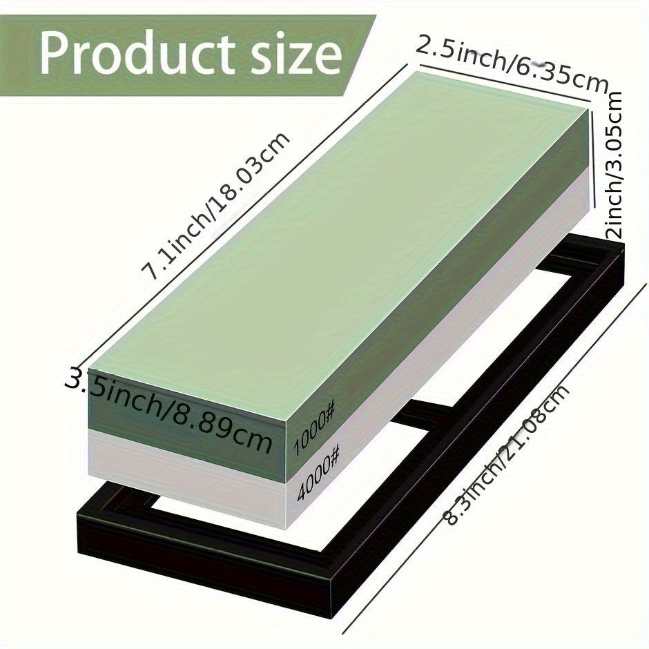 Set of 2 Sharpening Stones 1000/4000 Grit Kitchen Knife Sharpener Non-Slip Base