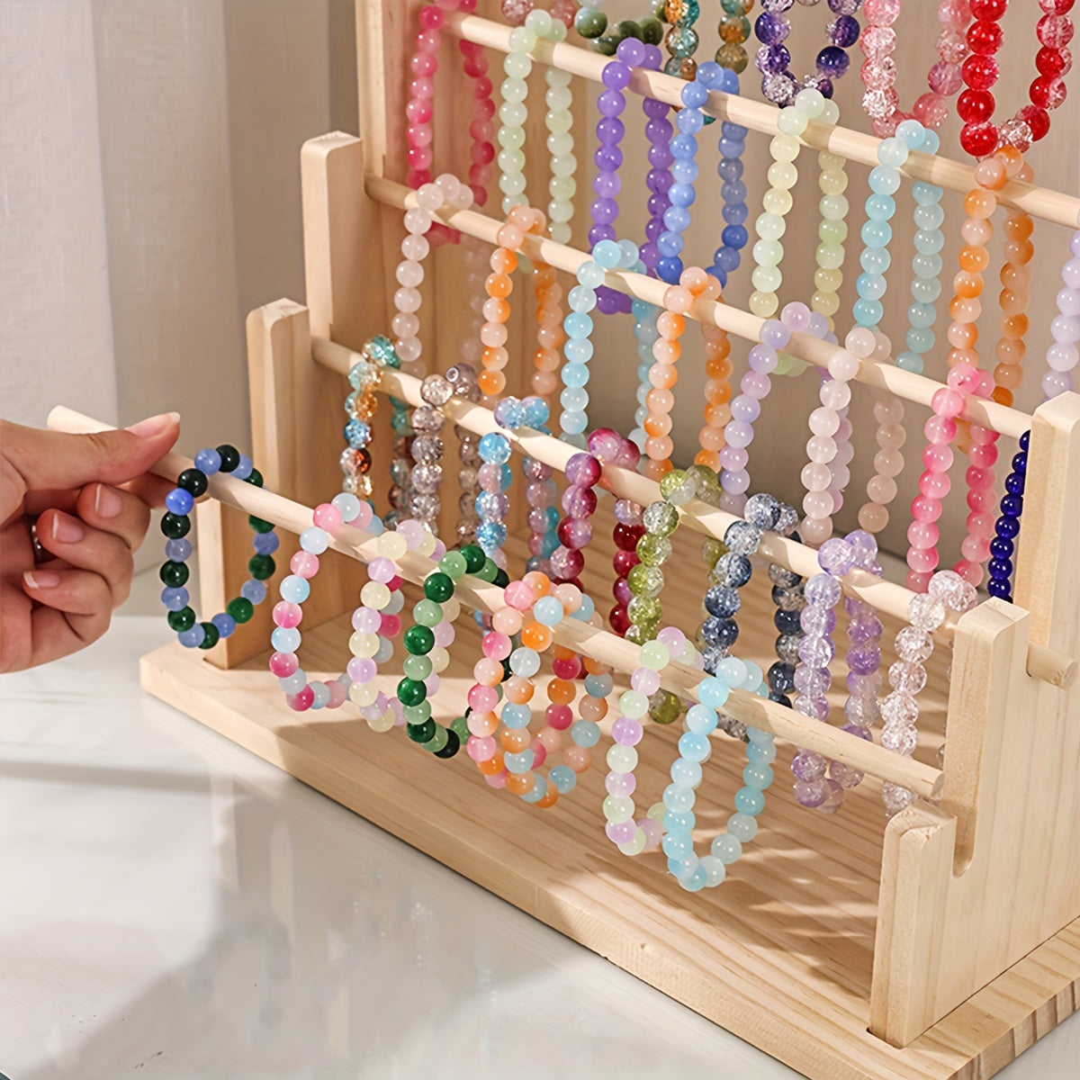 Multi-Layer Wooden Jewelry Organizer for Necklaces Bracelets and Earrings