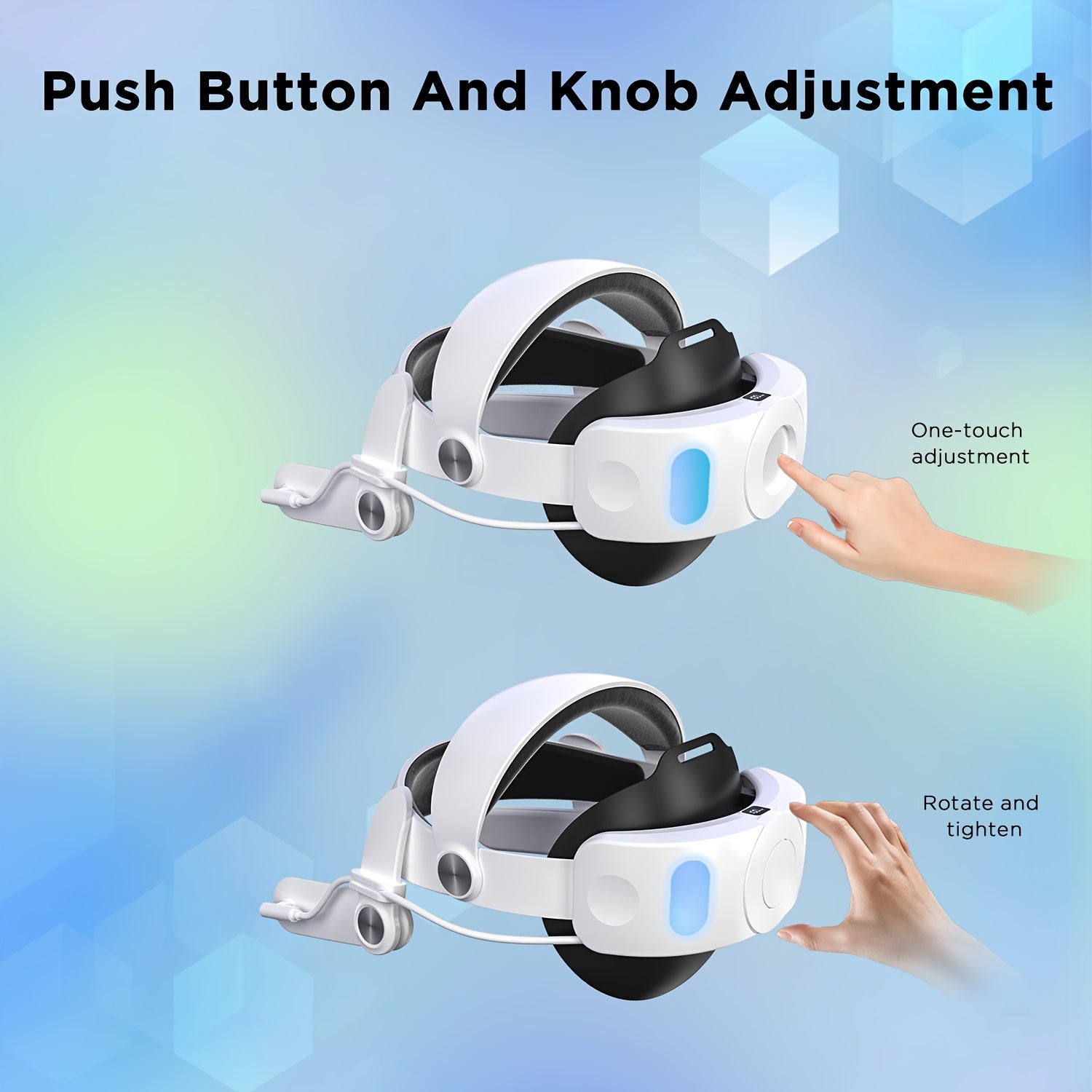 Adjustable VR Head Strap with 10000mAh Battery for Meta Quest 3S with RGB Lighting