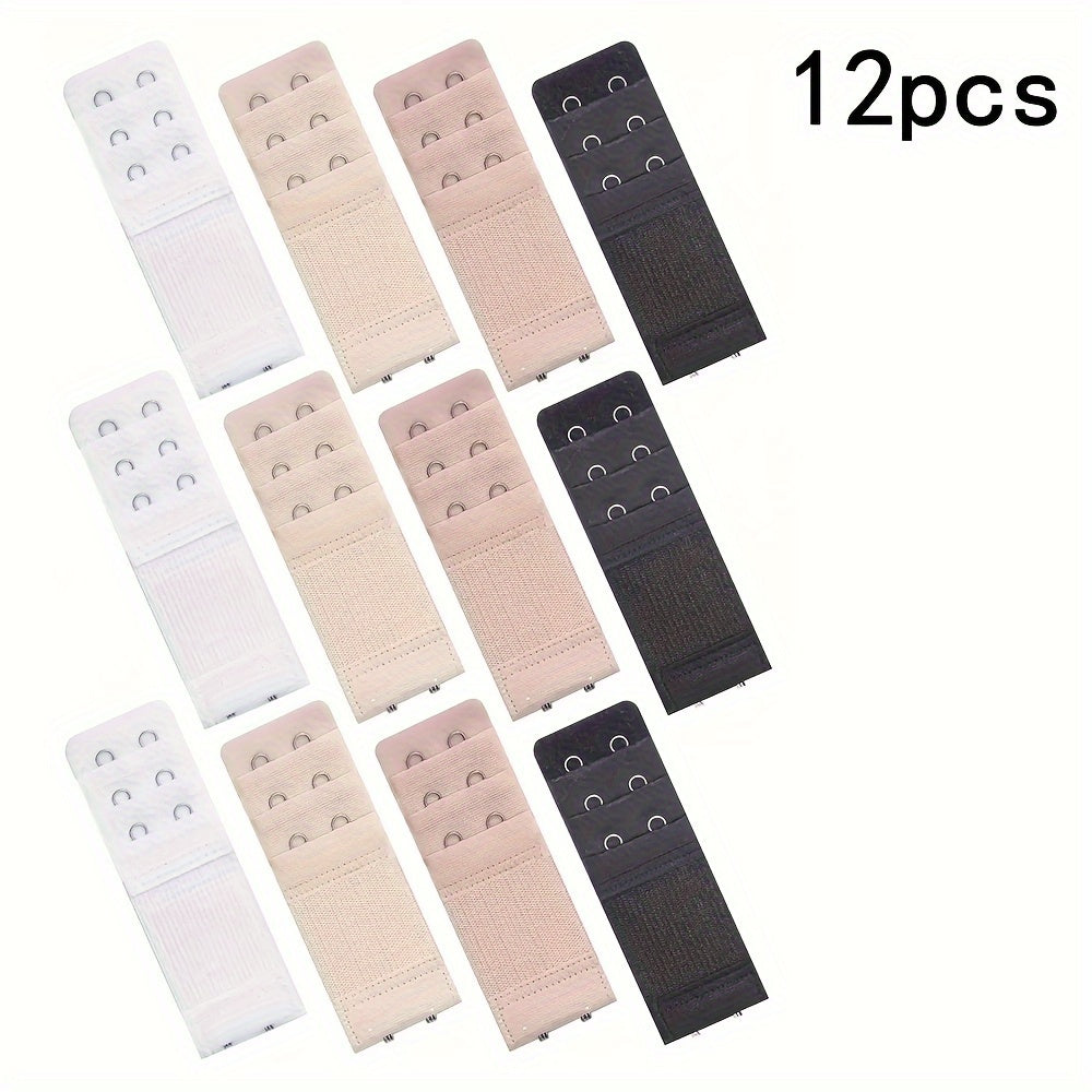 Extensores de correa de sujetador para mujer de 12 piezas, accesorios de lencería ajustables, poliéster sólido