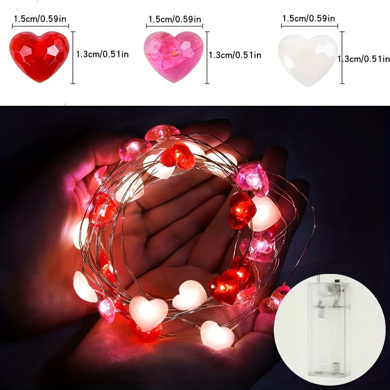 Heart-Shaped LED Lights Red Pink White Indoor Decoration Battery Operated Wireless