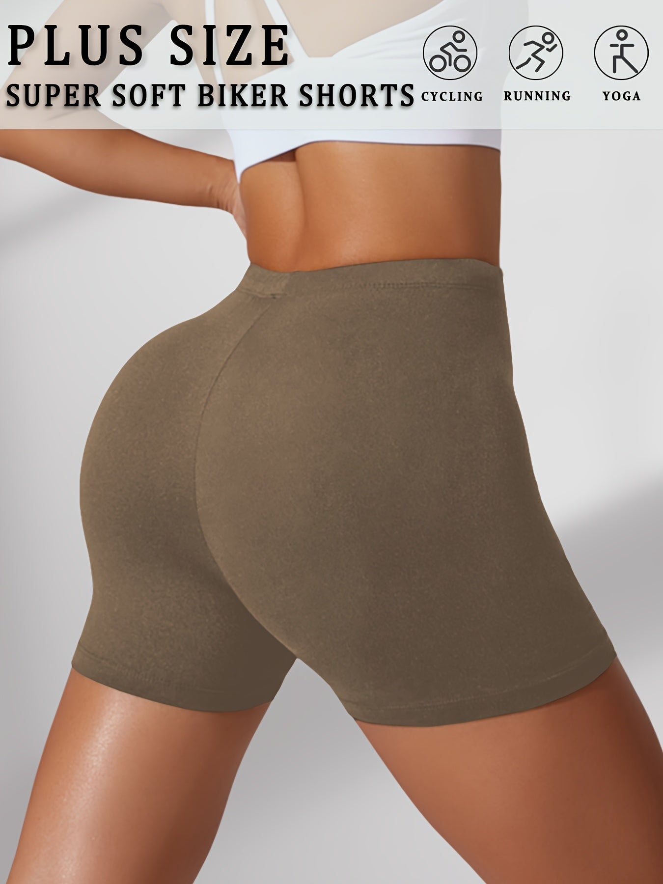 Plus Size Biker Shorts Women’s Soft Tummy Control Workout Athletic Running