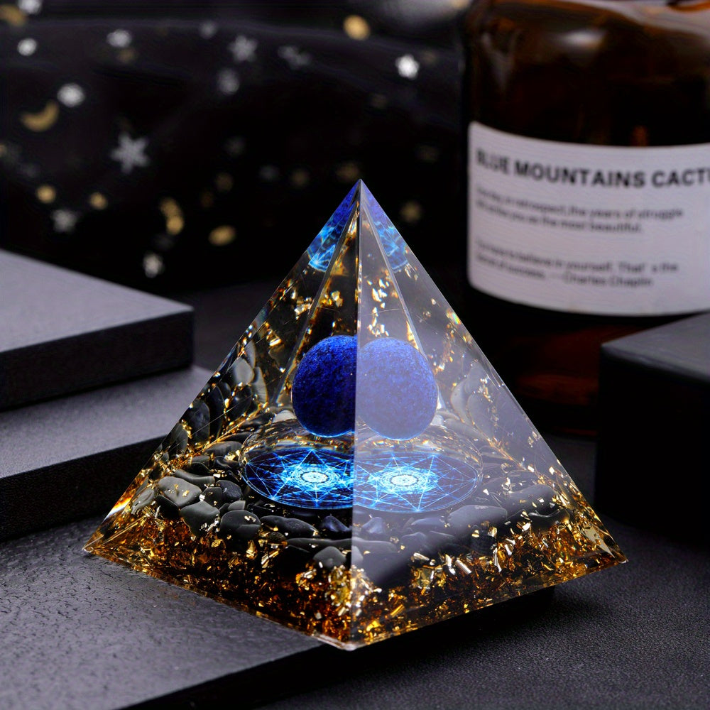 Synthetic Crystal Ball and Amethyst Stone Gift Set with Crystal Pyramid