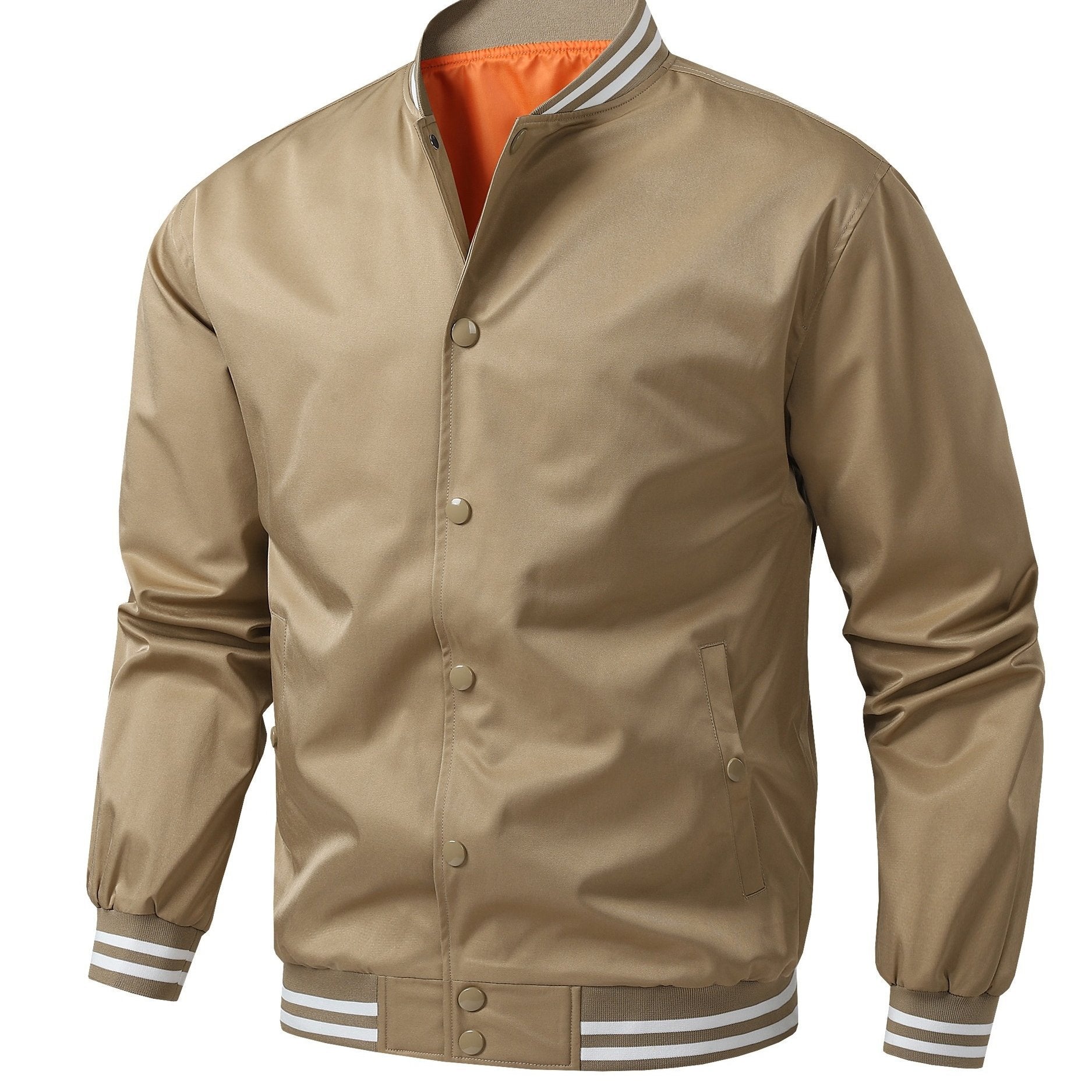 Men's Plus Size Varsity Jacket Lightweight Polyester Preppy Baseball Collar Pockets