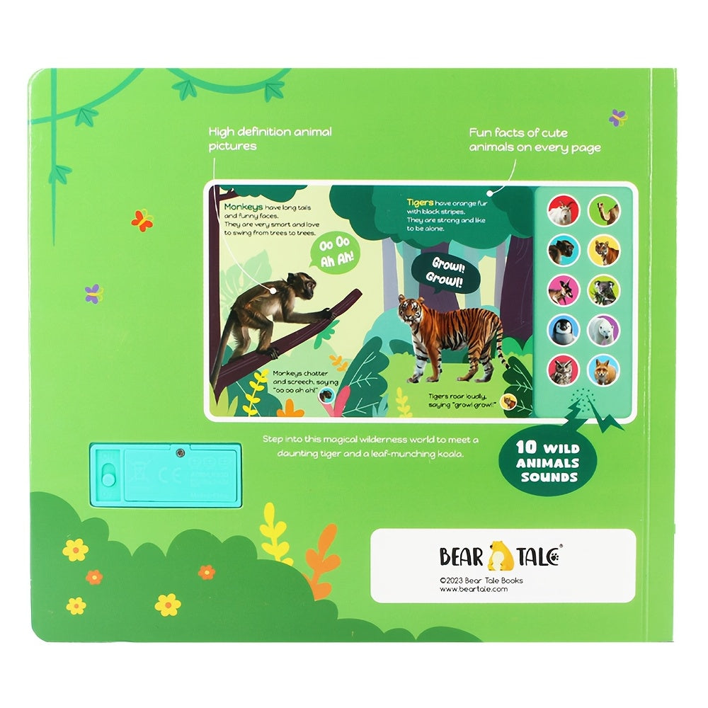 Children's Sound Book for Toddlers Wild Animals 10-Button Interactive Hardcover