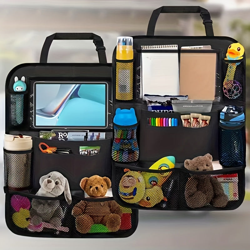 2-Pack Car Backseat Organizer with Tablet Holder and Kick Mats Durable Polyester