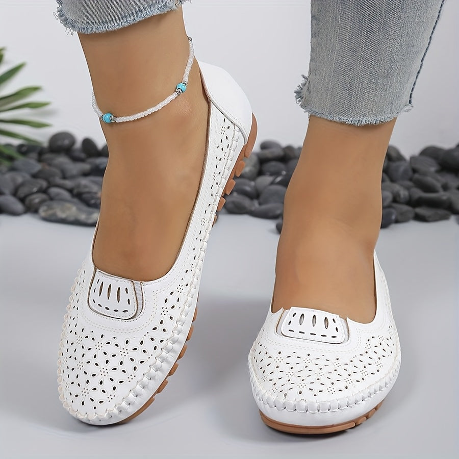 Women's Slip-On Loafers Breathable White Flats Comfortable Soft Sole