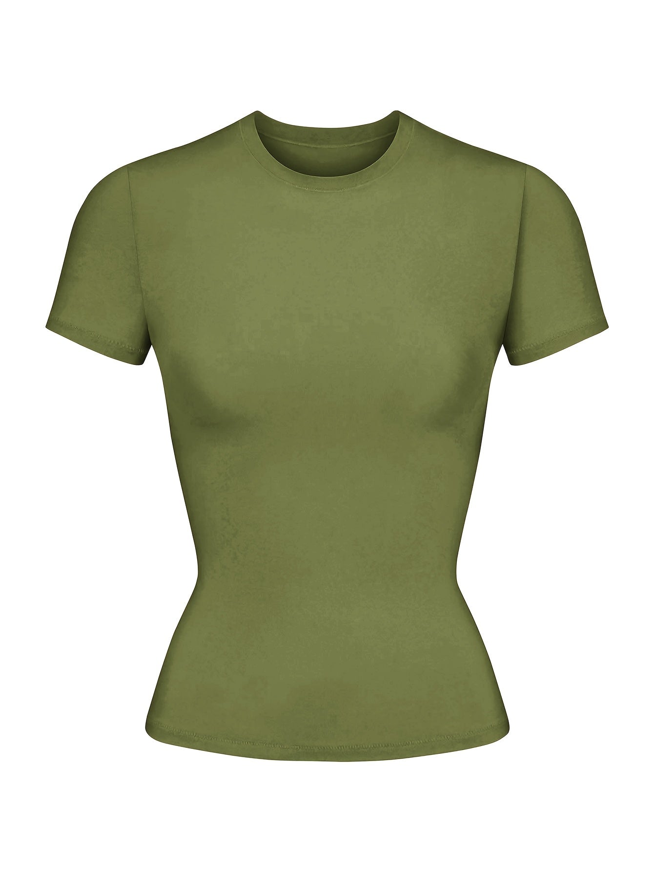 Women's Navy Blue Slim Fit Crew Neck T-Shirt Short Sleeve Viscose Blend Spring Summer