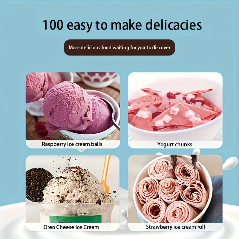 Mini Stir-Fried Yogurt Maker for Kids Small Ice Cream Machine with Stainless Steel Plate