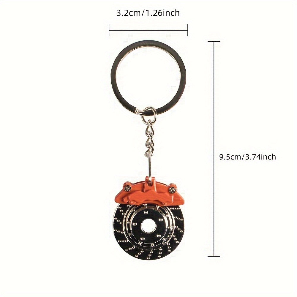 Rotating Zinc Alloy Brake Disc Keychain Car Accessory for Keys and Bags