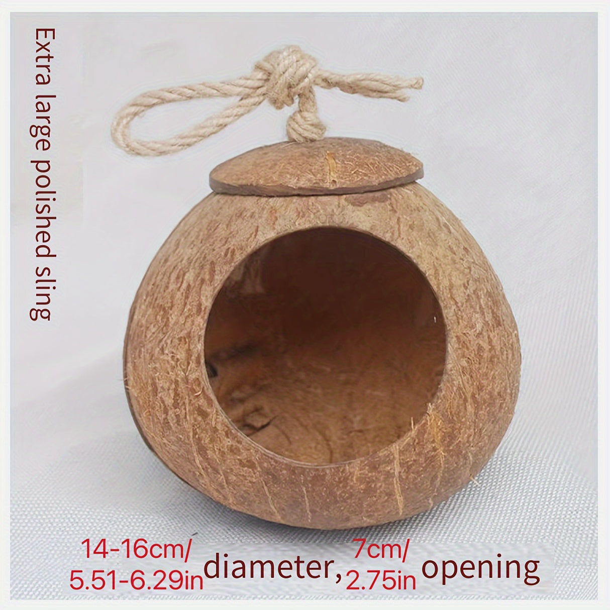 Handcrafted Coconut Shell Bird Nest for Parrot Breeding with Peony Tiger Skin Design