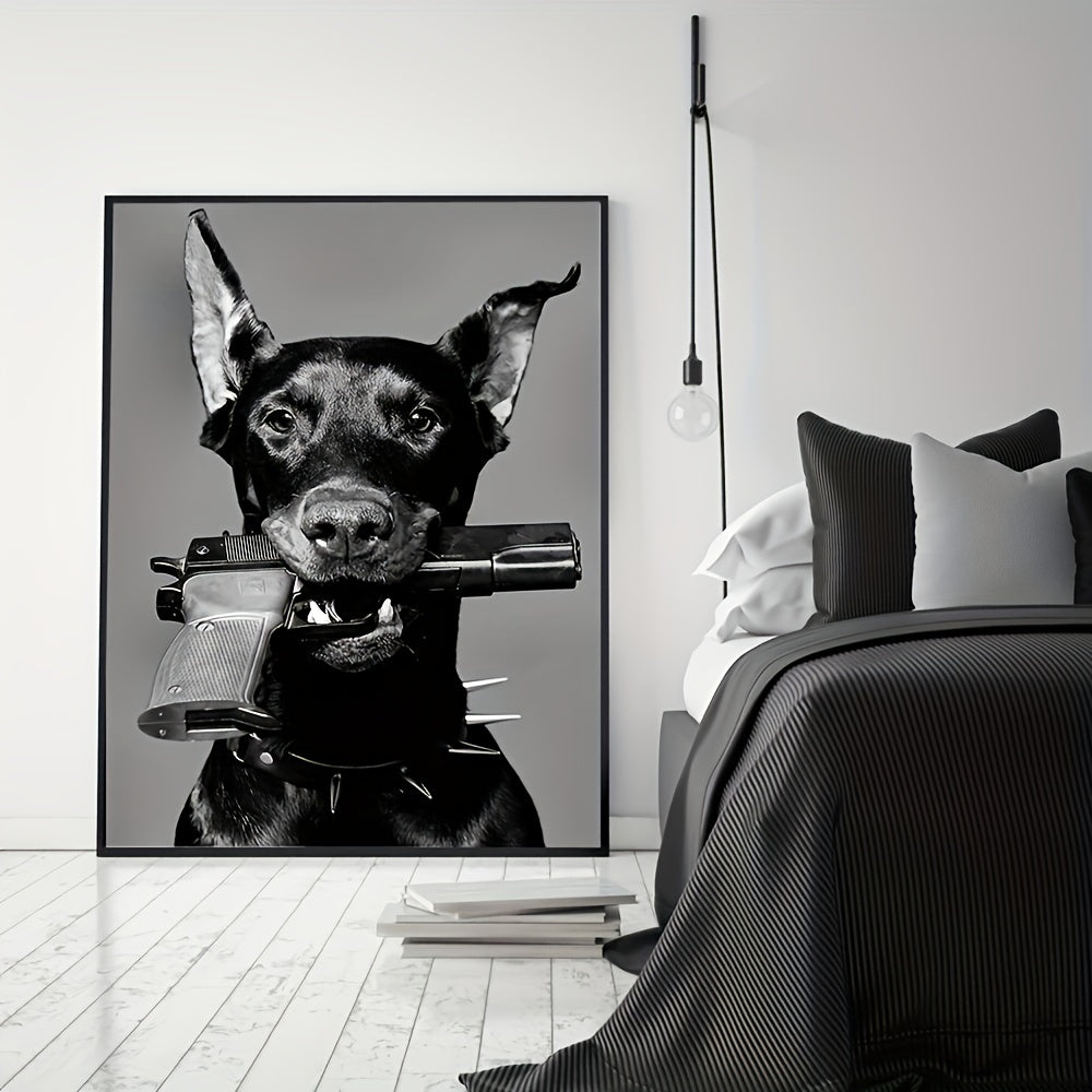 Black Dog Canvas Wall Art for Living Room Bedroom Studio 39.88x59.94cm Frameless Animal Print