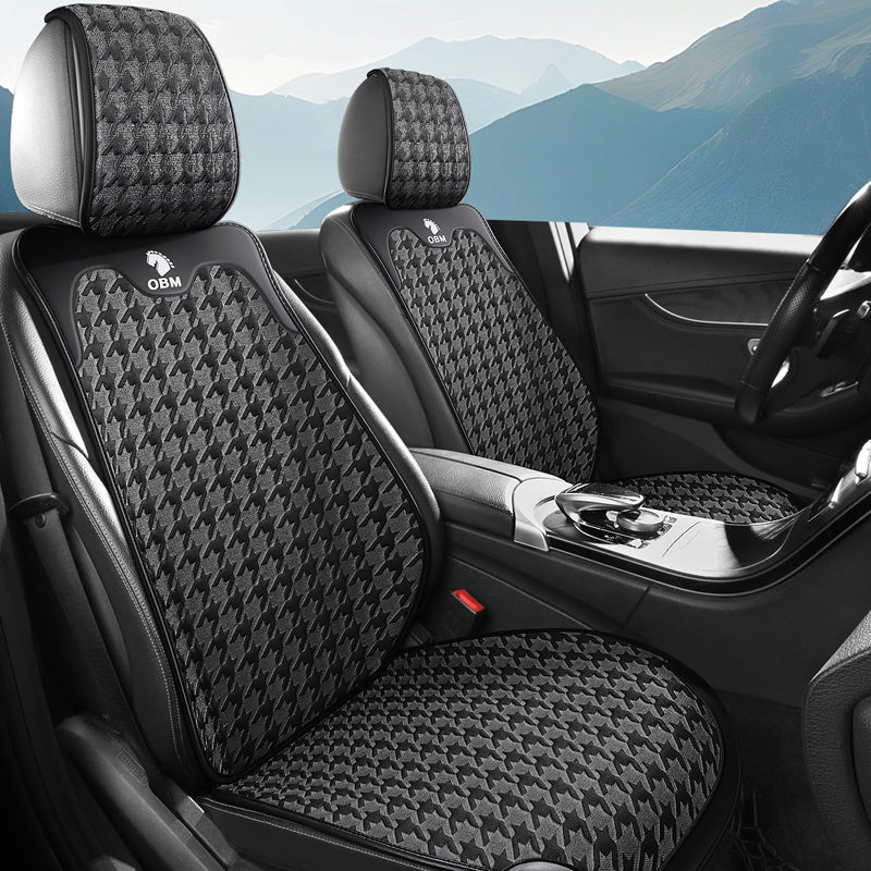 Universal Car Seat Covers Grey Diamond Pattern All-Season Durable Non-Slip