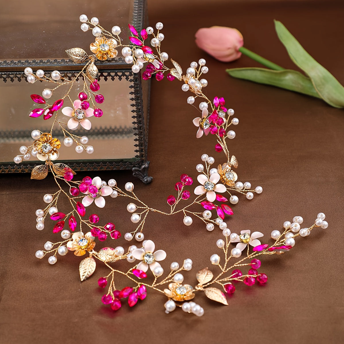 Bridal Hair Vine with Pearls and Rhinestones for Wedding and Bridesmaids