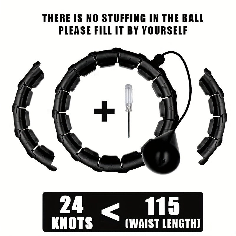 Círculo de fitness ponderado ajustable para pérdida de peso y entrenamiento de fuerza Black ABS