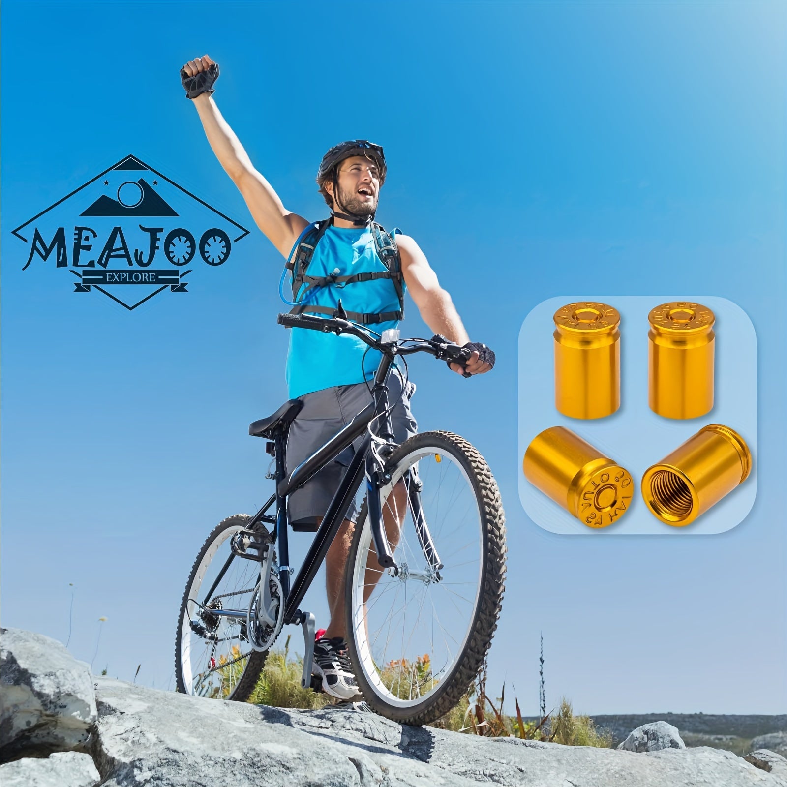 Set of 8 Brass Tire Valve Stem Caps for Cars Bikes Trucks and SUVs