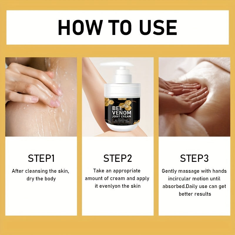 Crema unisex de veneno de abeja para cuidado de las articulaciones para espalda, cuello, manos, pies hidratantes