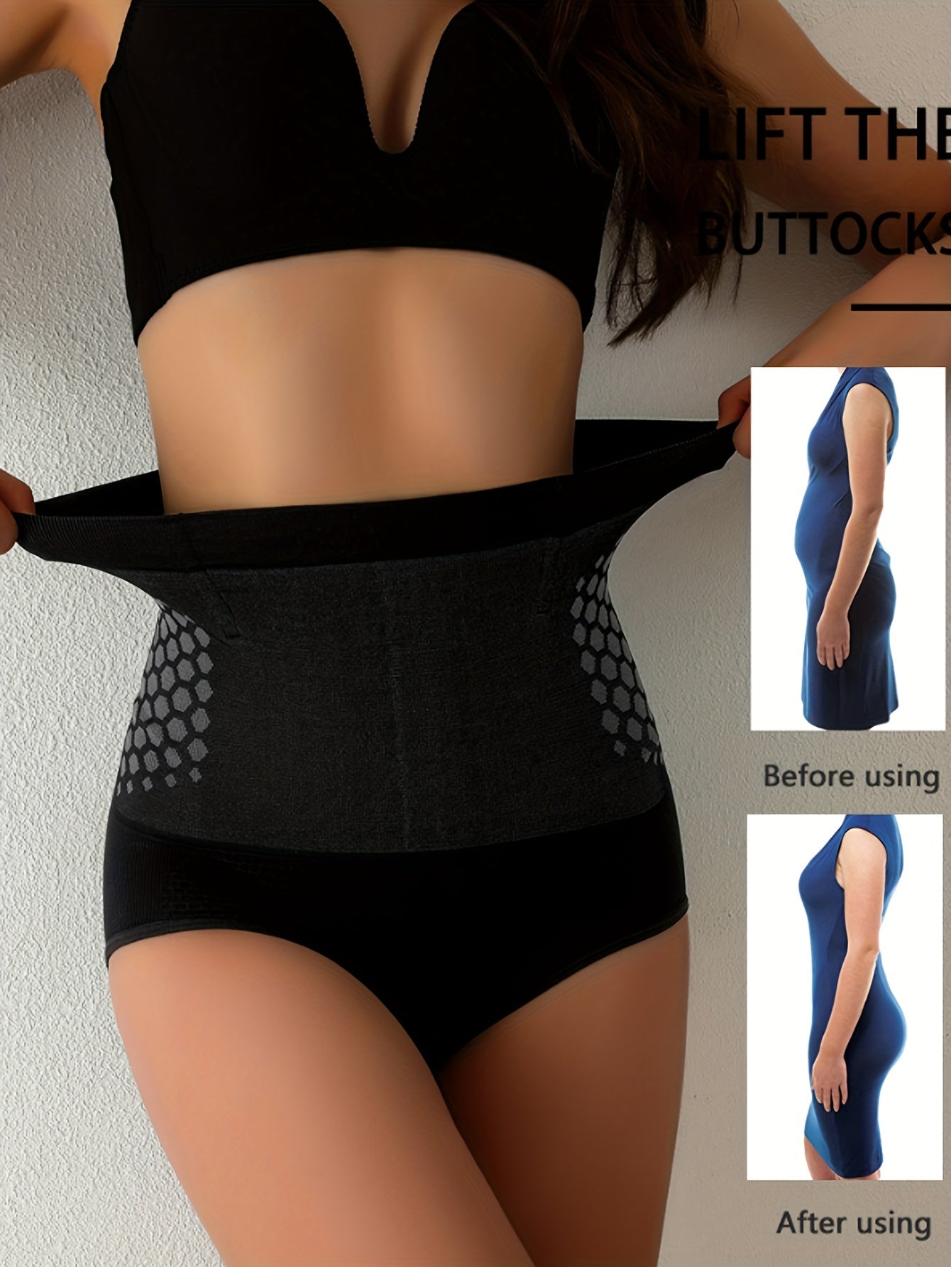 Women's Black High-Waist Shapewear Panties Nylon Spandex Tummy Control Seamless