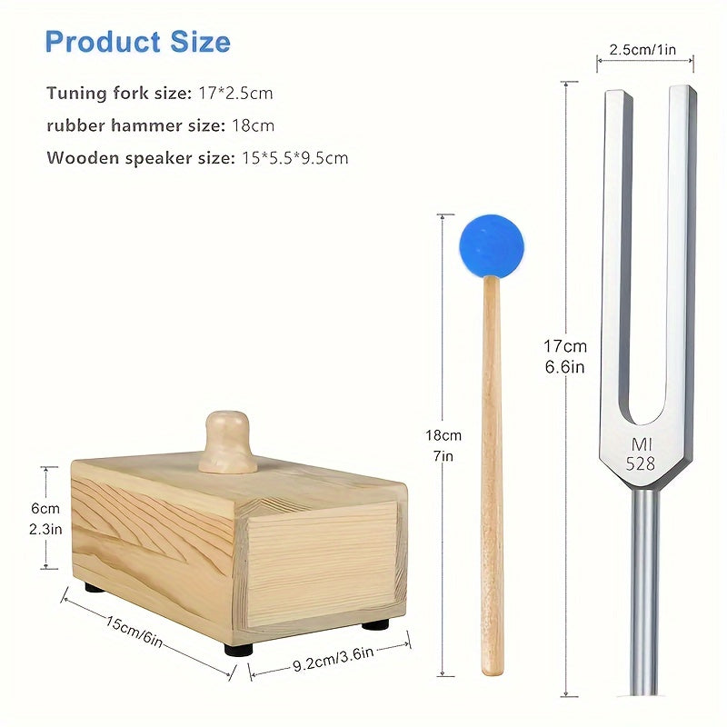 Set of 3 Yoga and Healing Tuning Forks 528Hz with Bag Mallet and Chakra for Meditation