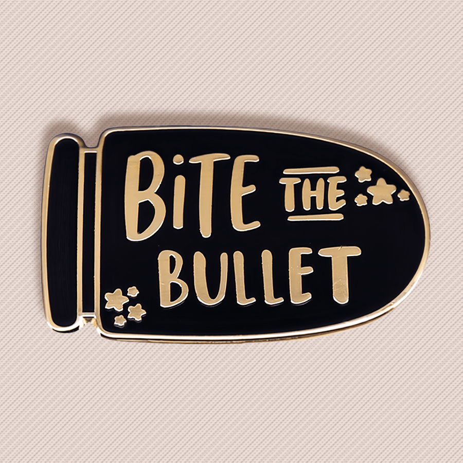 Enamel Pin Bite the Bullet Christmas Brooch for Jackets Bags Clothes Hats
