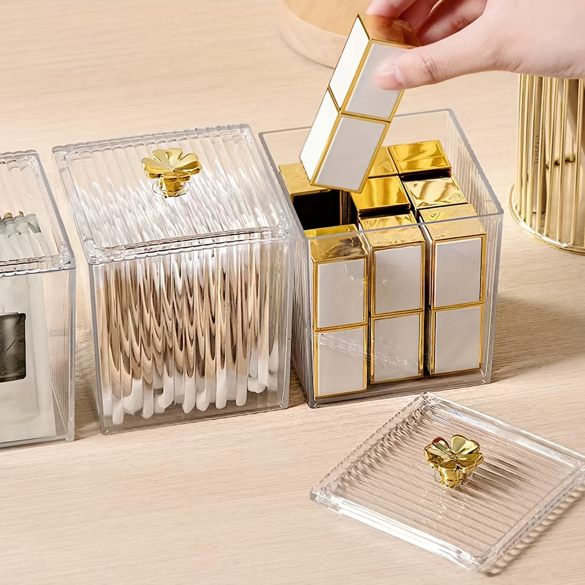 Acrylic Bathroom Storage Organizer for Pads Lipstick and Small Items