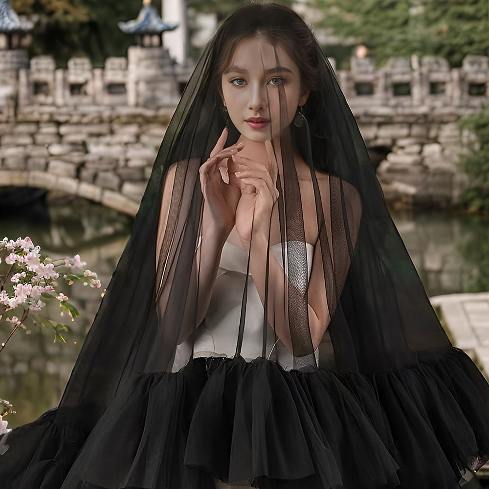 Bridal Veil with Multi-Layer Ruffles and Lace for Wedding Hair Accessories