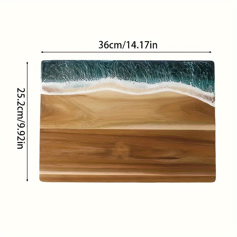 Wavy Resin Acacia Wood Cutting Board for Fruits Vegetables Kitchen Decor