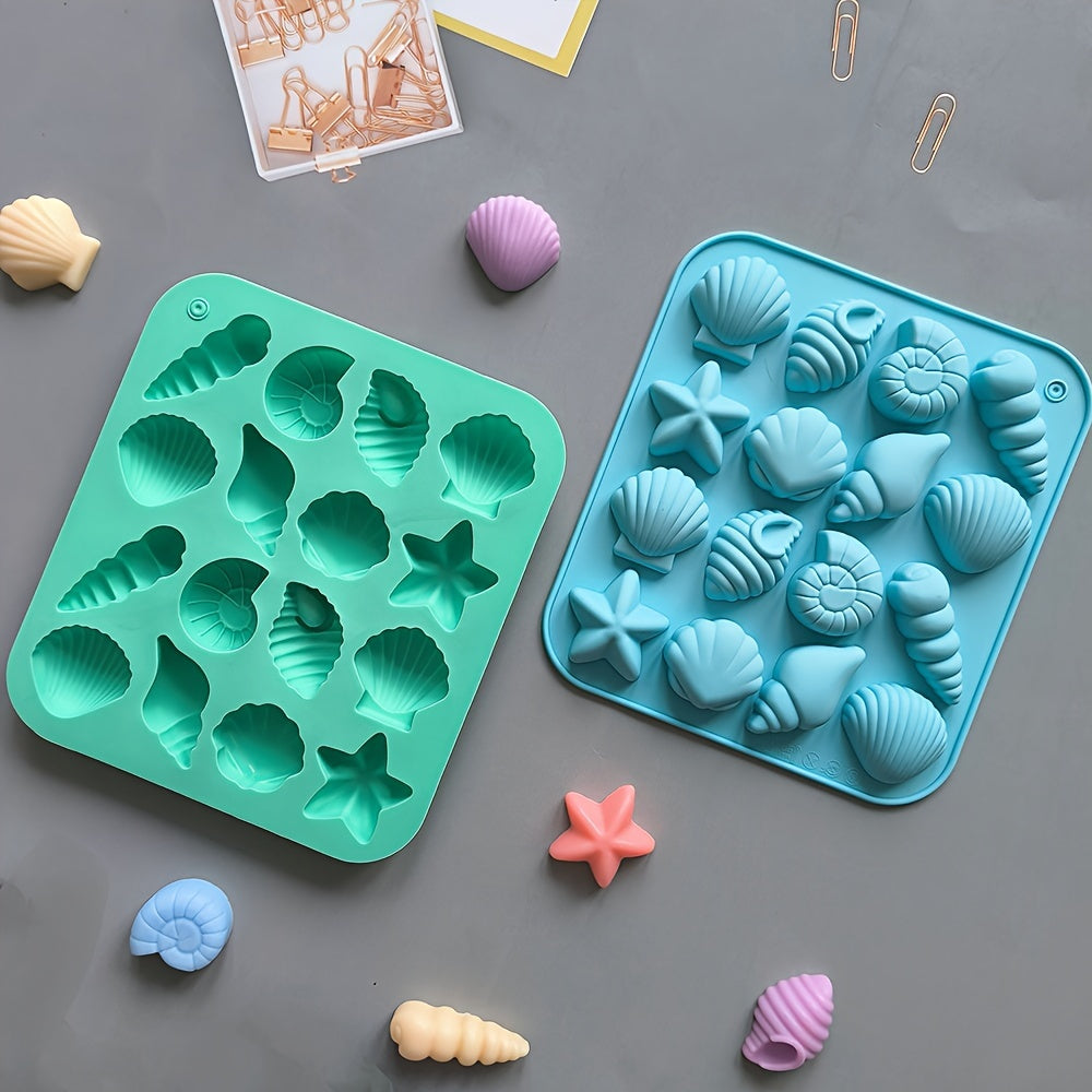 Silicone Mold for Candy Chocolate Ice Conch and Starfish Shapes 12 Cavity Baking Kitchen Crafts