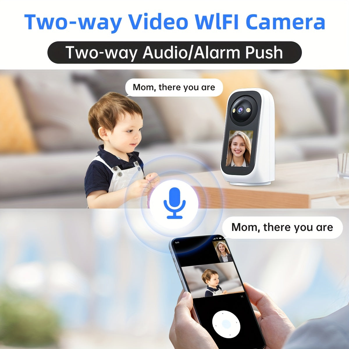 3MP HD WiFi Security Camera with 7.11cm Screen PTZ Night Vision Two-Way Audio Auto Tracking Home Monitoring