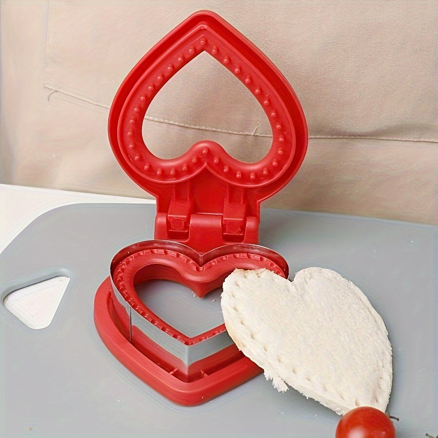 Stainless Steel Heart-Shaped Sandwich Cutter and Sealer Set for Lunch and Baking