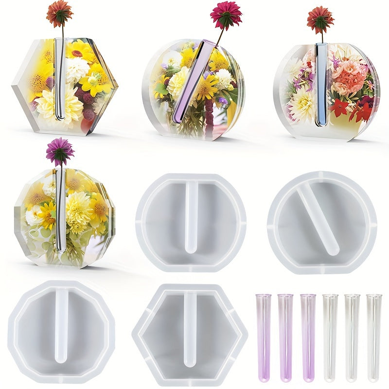 Silicone Resin Molds for Flower Vases Heart Hexagon Shapes Hydroponic Plant Propagation Home Decor