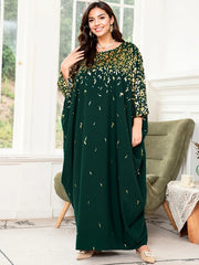 Women's Plus Size Floral Print Batwing Sleeve Maxi Dress