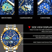 Erkaklar uchun yorqin kvarts soat, sana ko'rsatuvchi, alloy band, biznes-kosmik