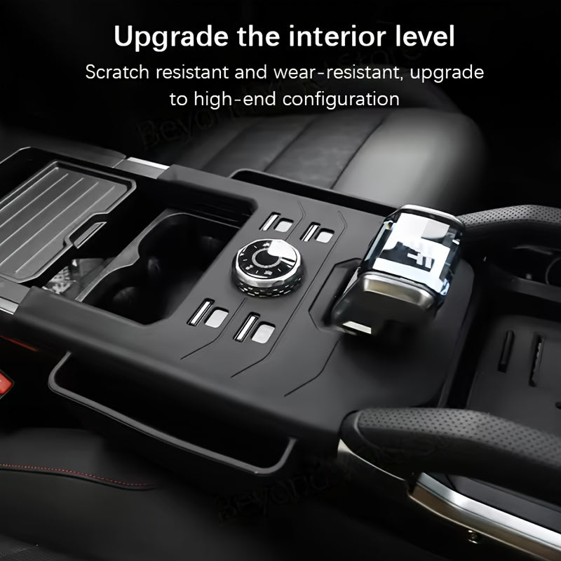 Car Interior Silicone Gear Shift Cover Wireless Charging Pad with Storage Tray