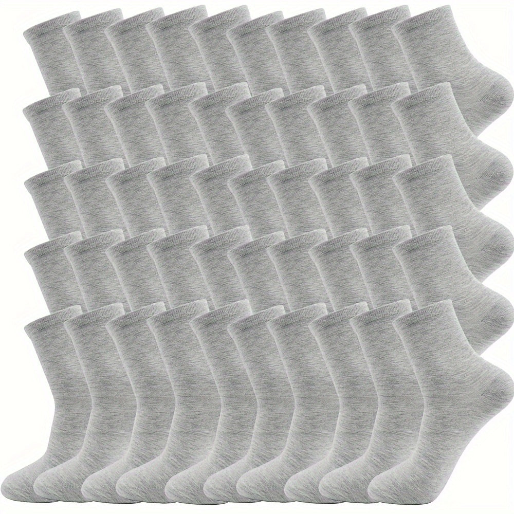 50 juft erkaklar uchun zamonaviy oddiy soklar, barcha mavsumlar uchun, tashqi kiyim uchun qulay va havo o'tkazuvchan.