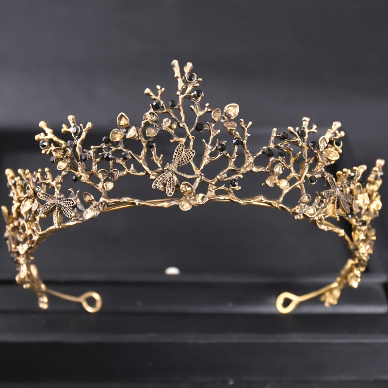 Oltin chayon tiara vintage gul bezak for kelinlar, prom, to'y kostyumi