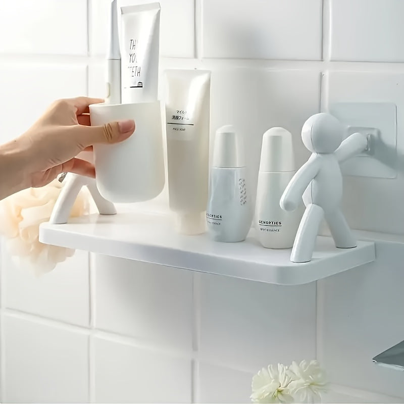Estantes de pared de plástico con figuras humanoides para almacenamiento en cocina y baño