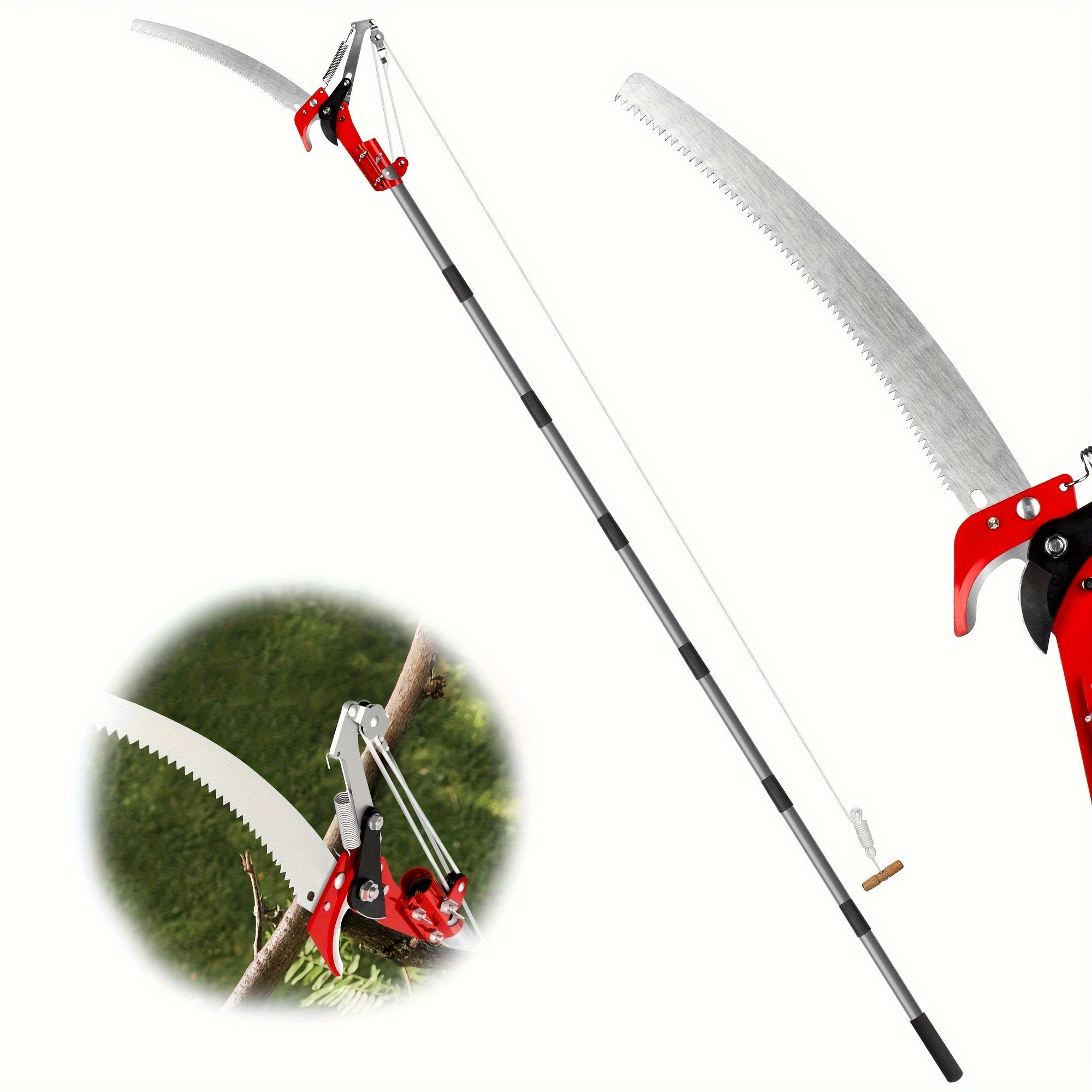 Extendable Tree Pruner with Saw and Shears Alloy Steel Pole for High Branch Trimming