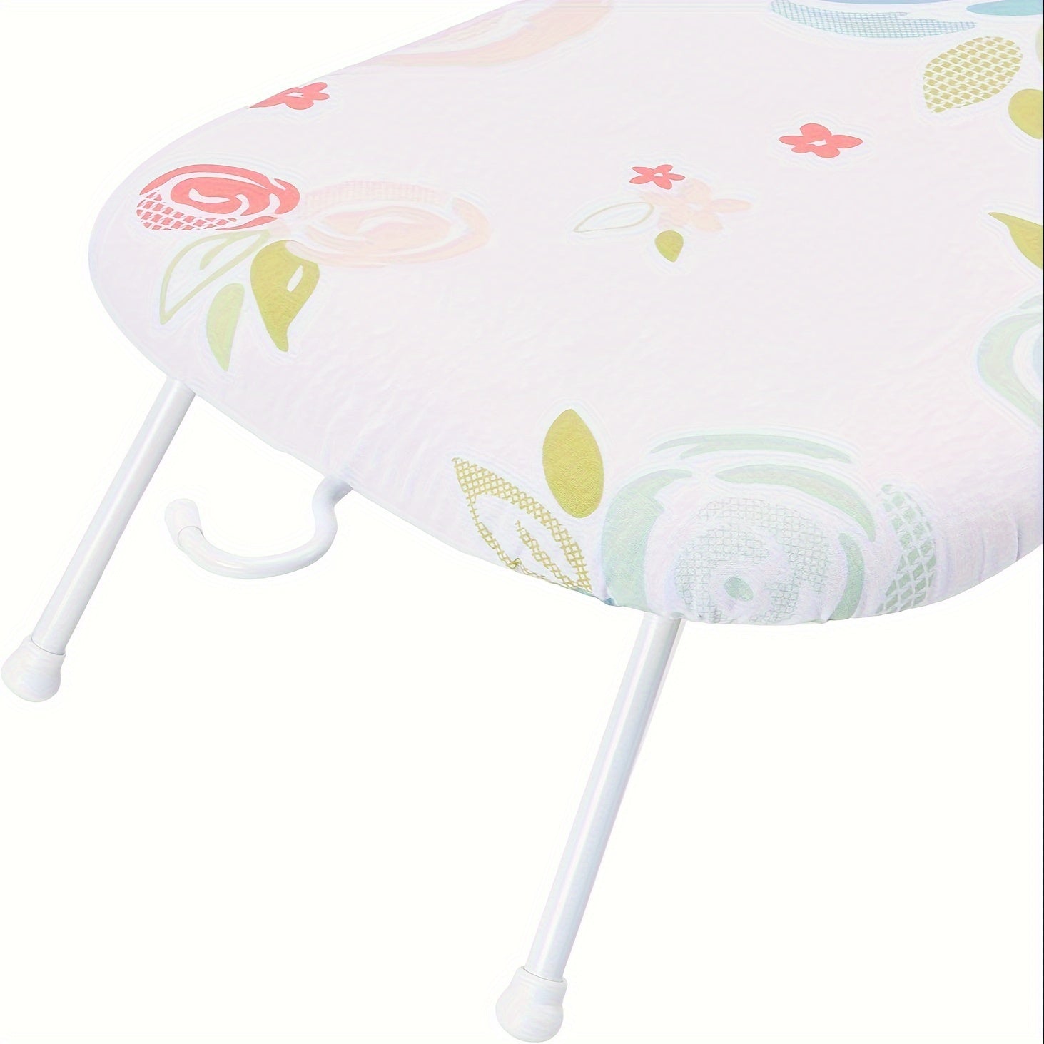 Tabla de planchar plegable con patrón floral, 58cm x 36cm, ahorra espacio, blanca