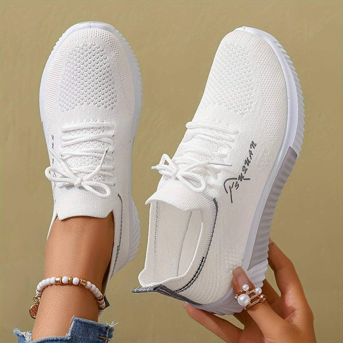 Women's Lightweight Knitted Sneakers for Running and Walking Outdoor Sports