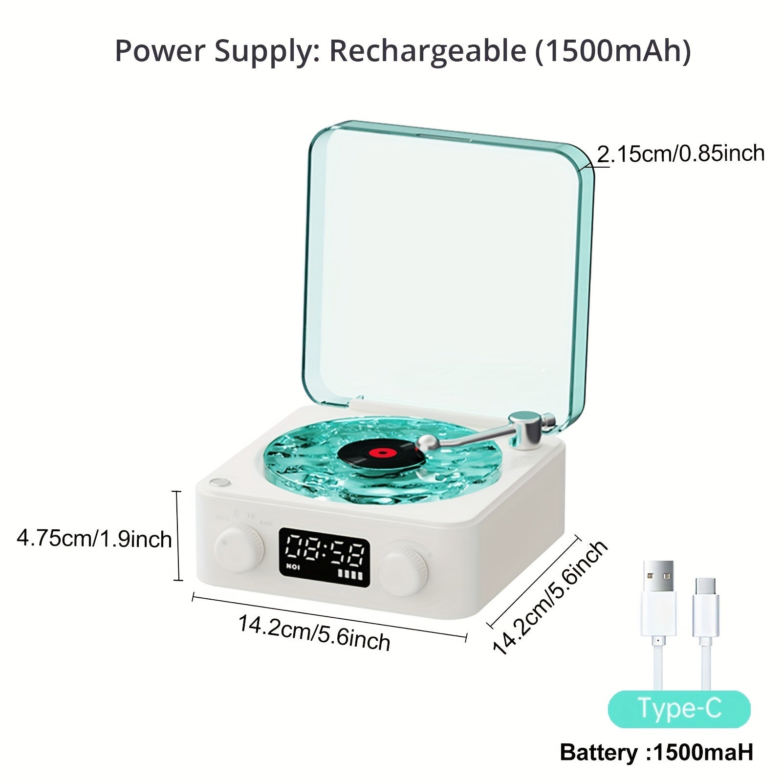 Vinyl Record Player with Wireless Speaker and Ocean Wave Lights for Music Lovers