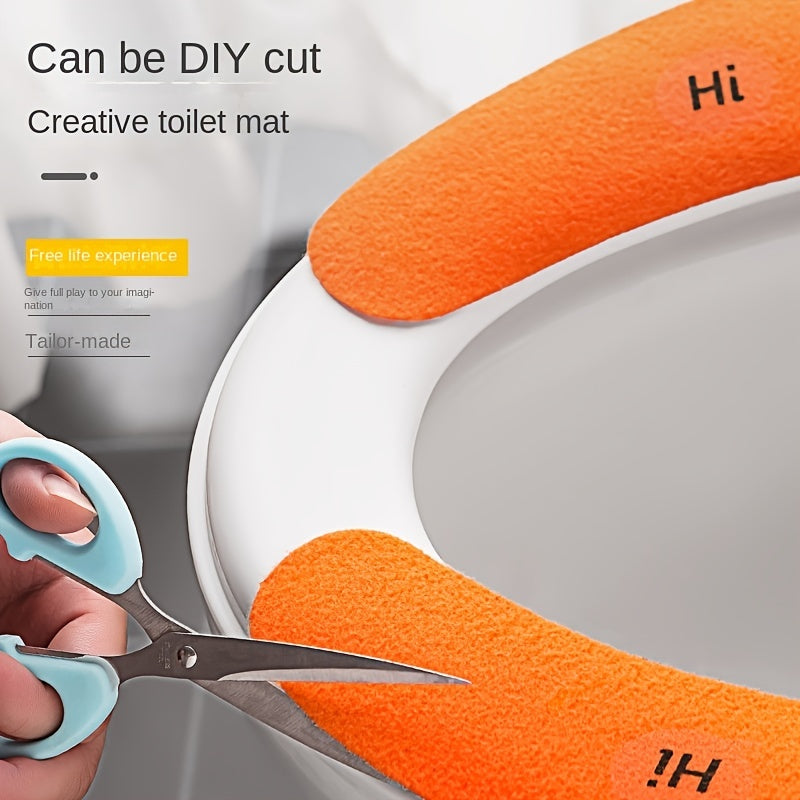 Hayvon naqshidagi qayta ishlatiladigan yopishqoq hojatxona o'rindig'i (kulrang, ko'k, to'q sariq, yashil). Yumshoq mato, yarmida dumaloq shakl va mat finish.