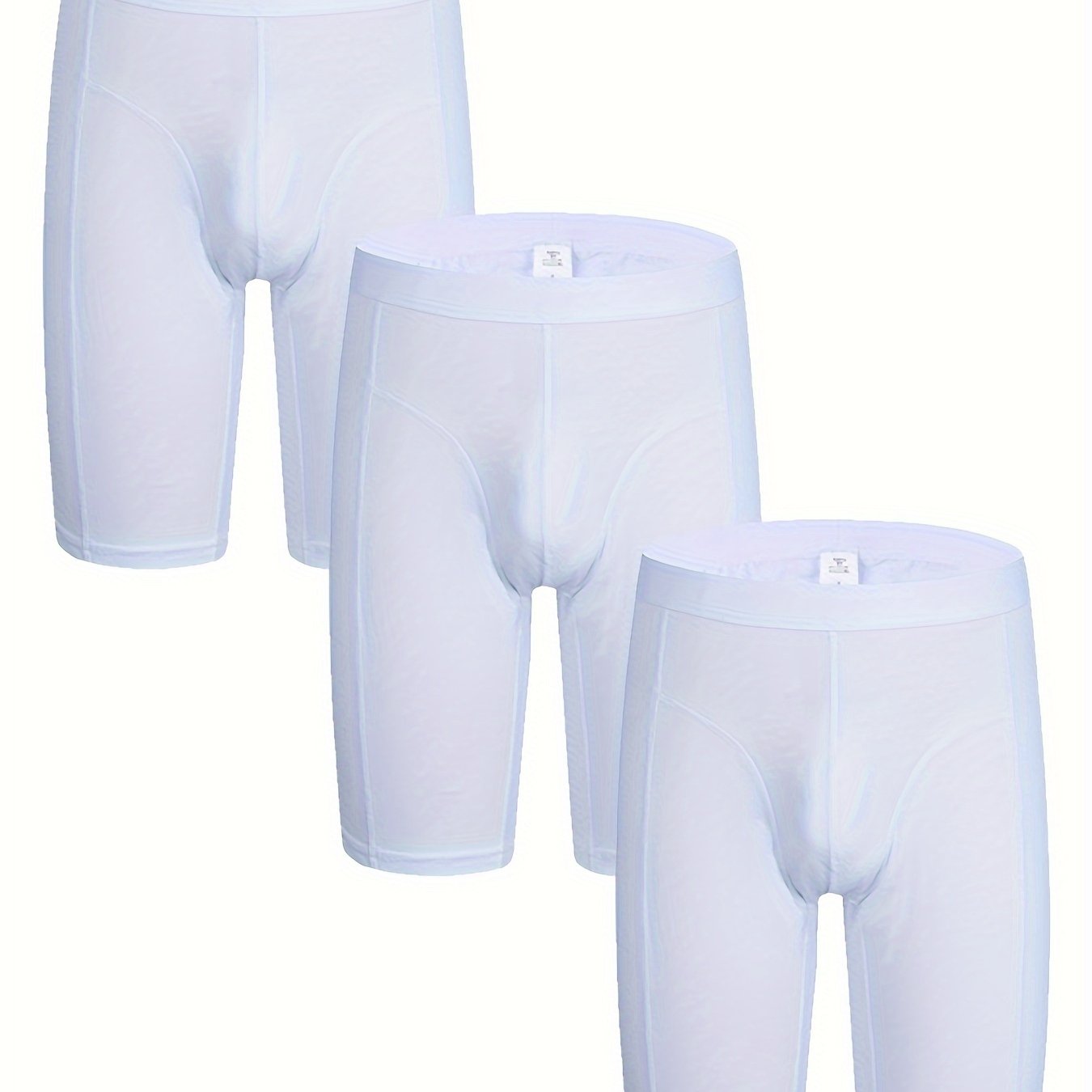 Men's Cotton Boxer Briefs 3-Pack Ultra-Long Solid Color Medium Stretch Daily Wear