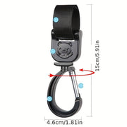 Paquete de 2 ganchos para cochecito con clips de mosquetón de metal, negro y rosa, accesorios