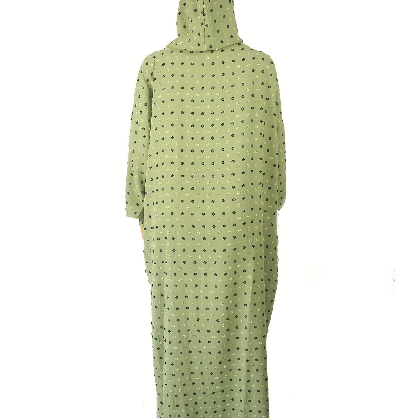 Plus Size Purple Abaya Dress With Lantern Sleeves Drawstring Waist